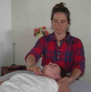 Liz during a Biodynamic Craniosacral session in the Santa Fe office.